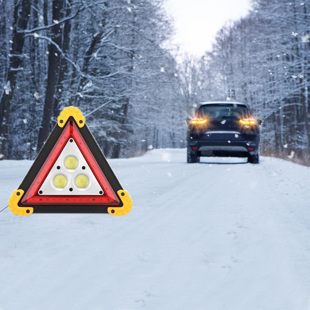 Waterproof Warning Triangle Light, Portable LED Road Flare | Rechargeable warning triangle light for vehicle breakdowns, accidents and emergency work