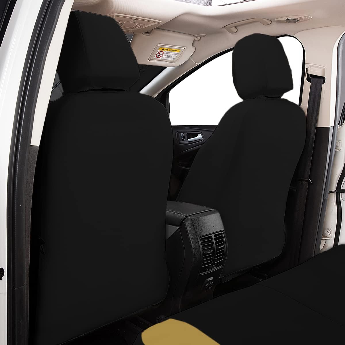 Flying Banner Carbon Fiber Leather Vehicle Seat Covers, Leopard Gray Black, Universal Fit - 8PCS