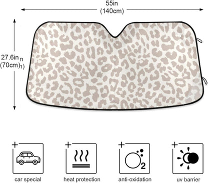 Black Leopard Car Windshield Sun Shade Animal Skin Print Foldable UV Ray Sun Visor Protector Sunshade to Keep Your Vehicle Cool (51" x 27.6")