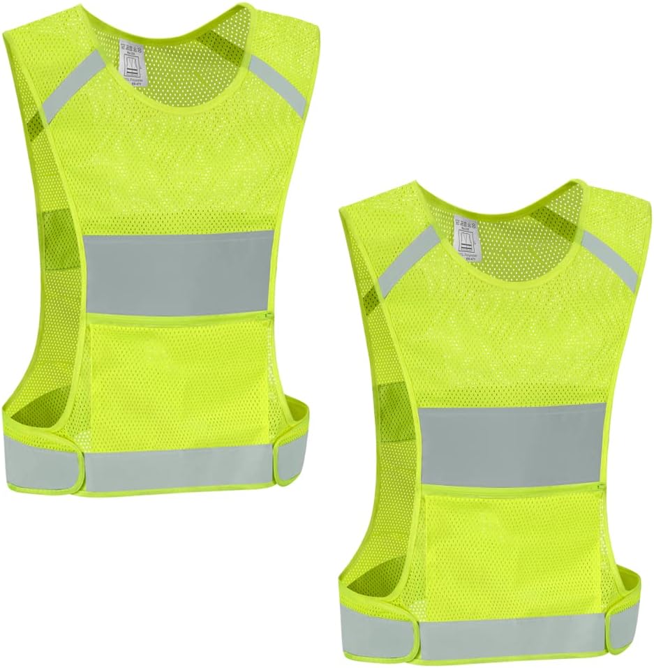 Reflective Vest Safety Running Gear with Pocket,High Visibility for Running,Biking,Walking,Women & Men