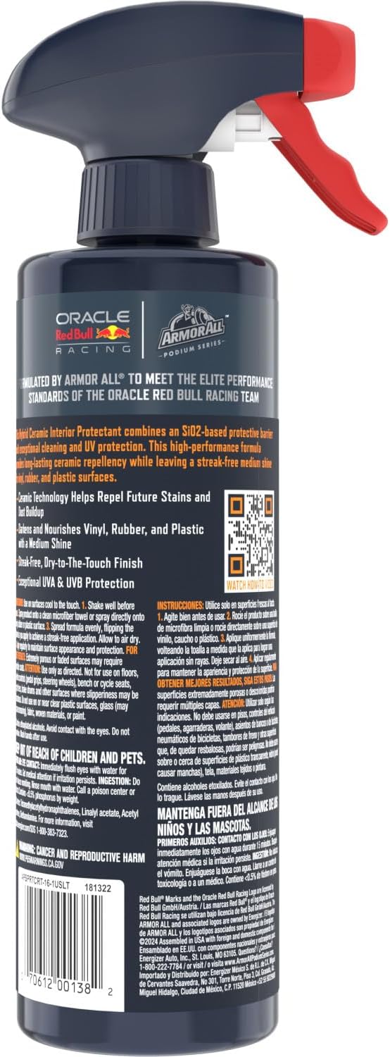 Armor All Podium Series Interior Detailer Spray, 16 fl oz, Car Detailing Spray Developed in Collaboration With Oracle Red Bull Racing