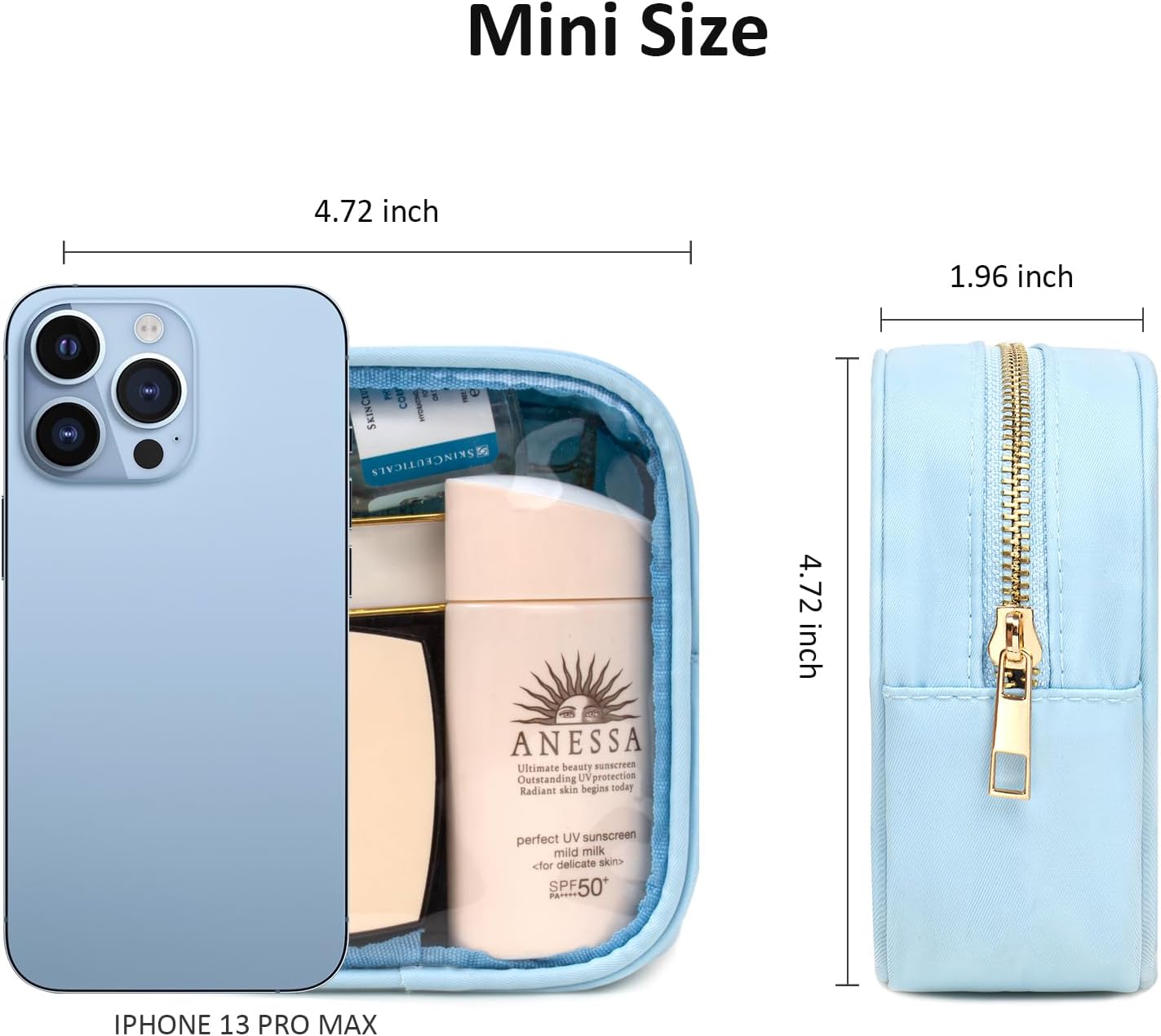Small Clear Makeup Bag for Purse Small Cosmetic Bag Travel Size Toiletry Bags Cute Travel Makeup Bag,Coin Purse,Car Asscessories Organizer Storage Travel Essentials for Women Girls(Clear-Beige)