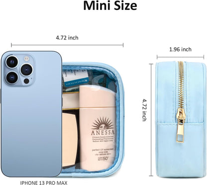Small Clear Makeup Bag for Purse Small Cosmetic Bag Travel Size Toiletry Bags Cute Travel Makeup Bag,Coin Purse,Car Asscessories Organizer Storage Travel Essentials for Women Girls(Clear-Beige)