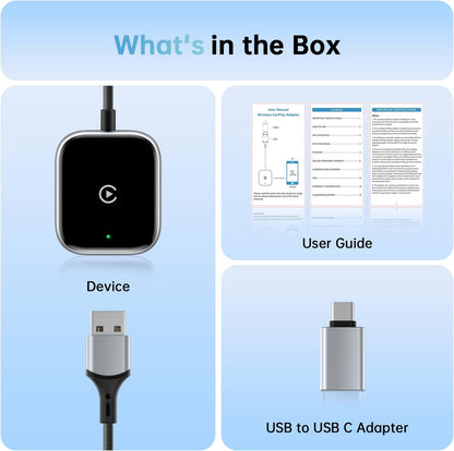 Wireless CarPlay Adapter for Apple CarPlay, Easy to Upgrade Wired CarPlay to Wireless, Instant Connectivity, Super Mini Car Play Dongle for iPhone Fit for Cars with Built-in CarPlay (Black)