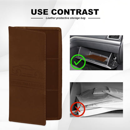 Leather Premium Car Registration & Insurance Card Holder, Vehicle Glove Box Wallet Case, for Documents, Cards, License (Blue)