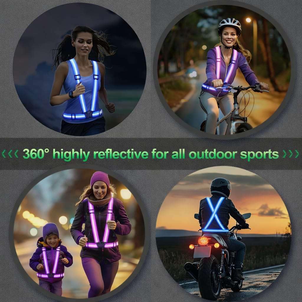 2 Packs Reflective Vest Running Gear, High Visibility Reflective Running Gear Adjustable Elastic Safety Vest for Night Jogging, Biking, Walking or Dog Walking, Running Vest for Men Women Children