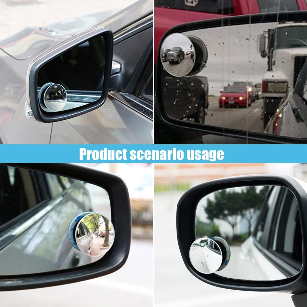 GLSOWEE Car Blind Spot Mirror, 2"" Round Convex Mirror, Frameless HD Glass Rear View Mirror with Wide Angle Adjustable Stick, Universal Vehicle Exterior Accessories for Car SUV Truck (2 PCS)