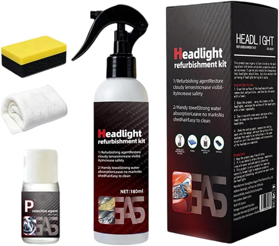 Advanced Car Headlight Restoration Kit, 2026 New Erase Yellowing & Oxidation Restores Clarity with Long-Lasting UV & Ceramic Shield, Headlight Cleaner, Headlight Restoration Spray (1)