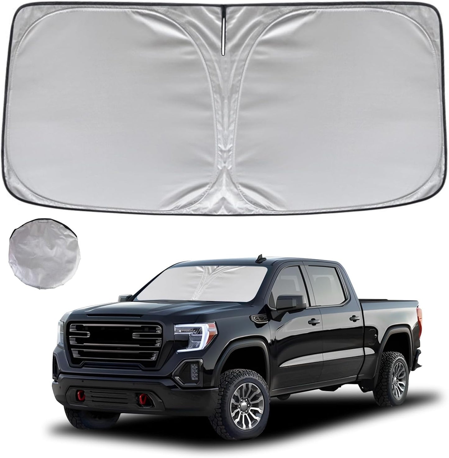 KAYZT Windshield Sun Shade for 2019-2025 2026 Chevy Silverado 1500 /GMC Sierra 1500 2500HD 3500HD Foldable Sunshade Front Window Custom Fit Car Accessories - Colors A