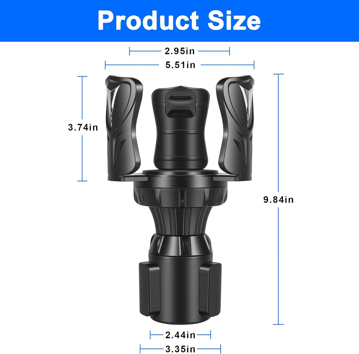 Car Cup Holder Expander, Large Cup Holder Adapter for Car, Water Bottle Holder Extender, Adjustable Drink Holder for Car Fits Yeti, Hydro Flask 24/32oz, Black