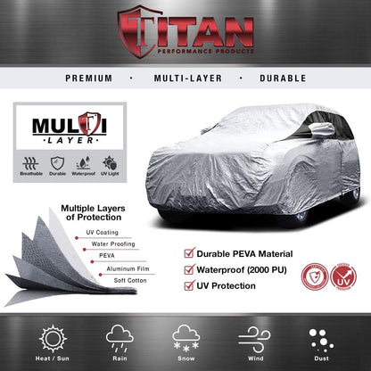 Titan Premium Multi-Layer PEVA Car Cover for Compact SUV 170-187". Waterproof, UV Protection, Anti-Scratch Protective Lining, Driver-Side Zippered Opening. Fits Rav4, Rogue, CR-V and More.