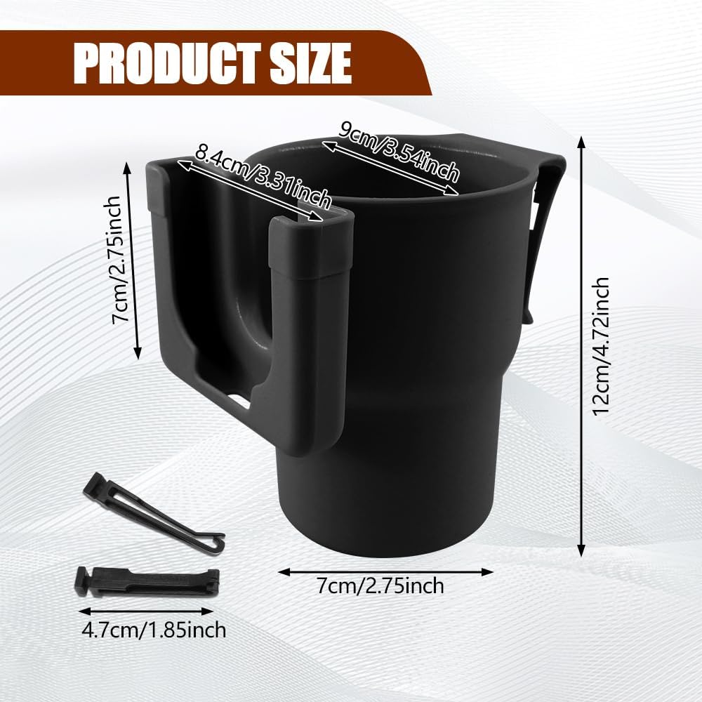 Car Cup Holder Expander, Cup Holder for Car, 2-in-1 Mobile Phone Drink Adapter, Auto Interior Accessories Multifunction Auto Seat Back and Armrest Box Storage Device for Most Vehicles (Black)