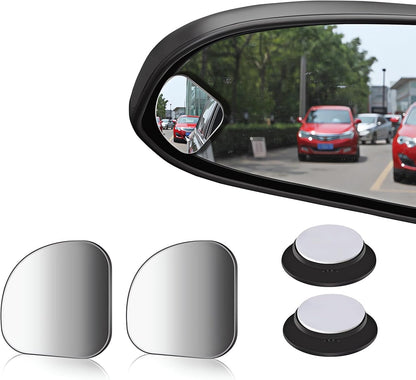 2 pcs Blind Spot Mirrors, 2" Round HD Glass Convex 360° Wide Angle Side Rear View Mirror with ABS Housing for Cars SUV and Trucks, Black, Pack of 2