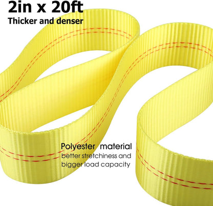 Recovery Tow Strap with Reinforced Loops 2inx20ft Heavy Duty 26,000lb Break Strength Vehicle Recovery Rope for for Car Truck Jeep ATV SUV Reinforced Loops, Protective Sleeves