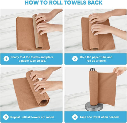 AIDEA Microfiber Cleaning Cloth Roll, Grey 75PK, Reusable Paper Towels Tear Away Cloth, Microfiber Towels for Cars, Wash Cloths, Lint Free Rags for House, Kitchen,Window,Cleaning Supplies 11.5"×11.5"