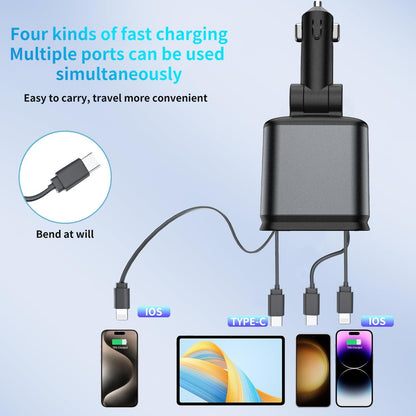 Retractable Car Charger,Car Phone Charger USB C Fast Charge,Cigarette Lighter USB Charger Car Accessories for Women,Road Trip Essentials Gift for Men,Car Charger for iPhone 17/16/15,Galaxy S26,Pixel