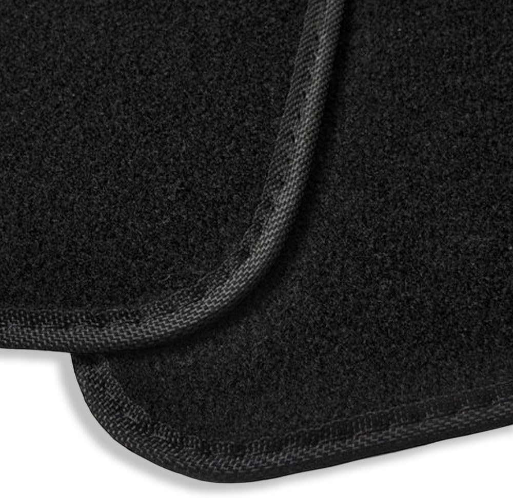 CarsCover Premium Vehicle Mats 4-Piece with Vinyl Heel Pad, Black Carpet Driver Passenger and Rear Floor Mats