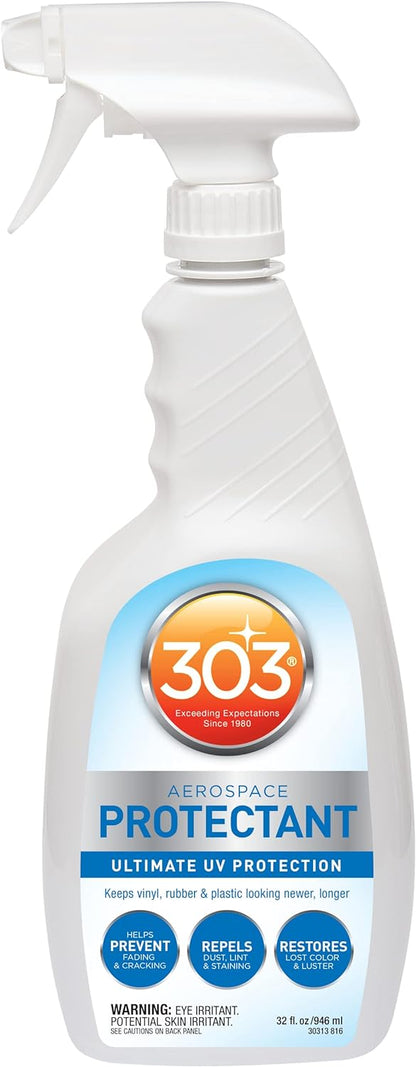 303 Products Aerospace Protectant Spray, UV Protection for Outdoor Surfaces – Protects Vinyl, Plastic & Rubber, Repels Dust & Dirt, Matte Finish, 10 oz