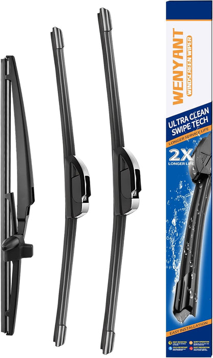 26"/19"/16" Windshield Wipers Compatible with Toyota Prius 2010-2015 Front and Rear Wiper Blades for My Car Automotive Replacement (Set of 3) - Colors A