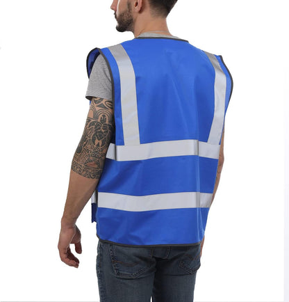 Dib Safety Reflective Safety Vest for Men Women, High Visibility Vest with Pockets and Zipper, ANSI Class 2