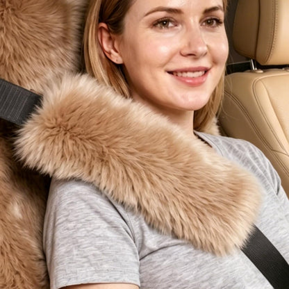 OGLAND Authentic Sheepskin Car Seat Belt Pad,2 Pack Soft Seat Belt Cover for Shoulder Pad Neck Cushion Protector Car Accessories by Genuine Natural Merino Wool (Misty Gray) - Colors B