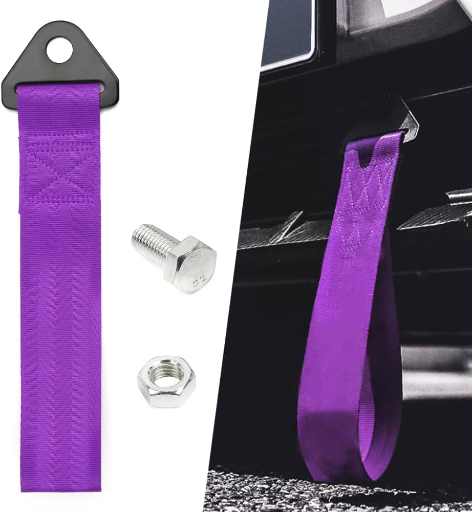 RASTP Racing Tow Strap, Car Modification Sports Trailer Belt Fit for Front or Rear Front Bumper Decorative (Red)