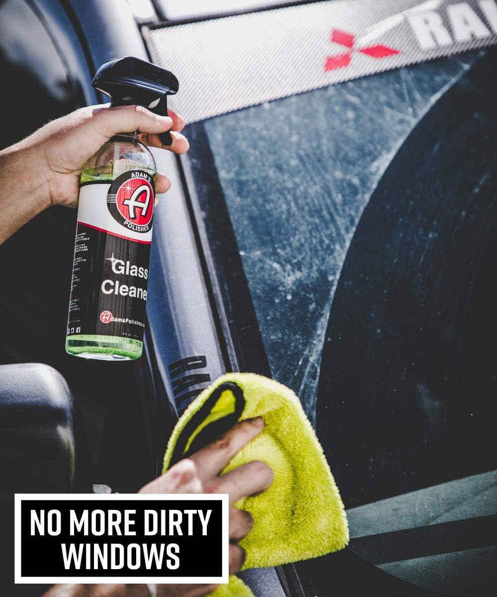 Adam's Polishes Glass Cleaner - Steak Free Car Wash Window Cleaner, All-Natural Streak Free Formula For Car Cleaning, Safe On Tinted & Non-Tinted Glass, Won't Strip Car Wax or Coating