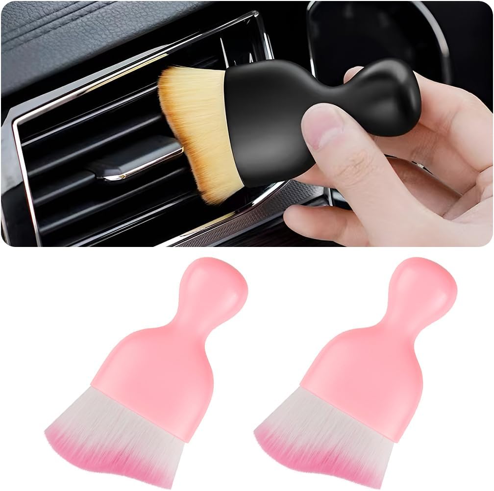 Blilo Car Interior Detailing Brush, Auto Soft Hair Cleaning Brushes, Curved Dirt Dust Collectors, Removal Tool for Dashboard Air Conditioner Vents Leather, Scratch Free (Black/1PCS)