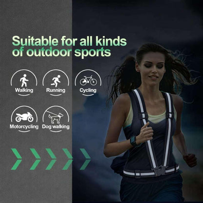 2 Packs Reflective Vest Running Gear, High Visibility Reflective Running Gear Adjustable Elastic Safety Vest for Night Jogging, Biking, Walking or Dog Walking, Running Vest for Men Women Children