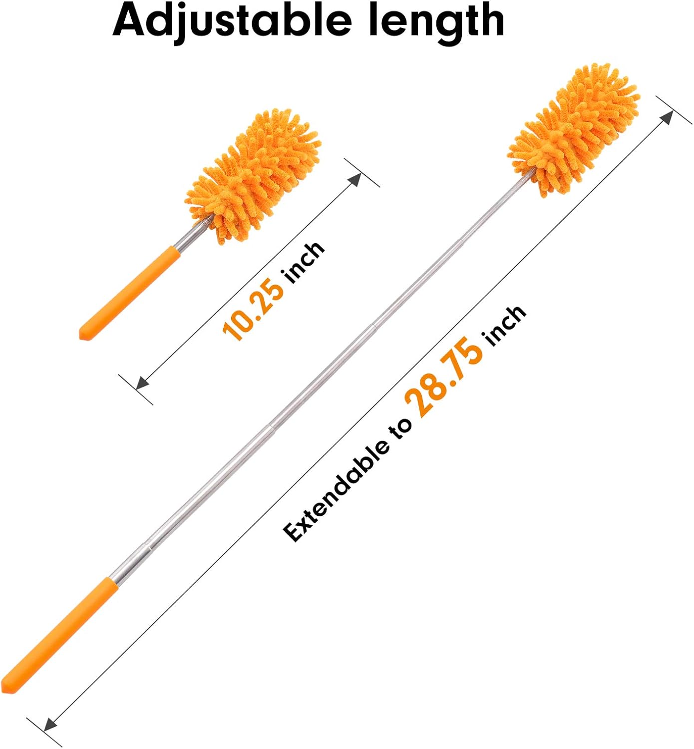 Microfiber Duster for Cleaning, Tukuos Hand Washable Dusters with 2pcs Replaceable Microfiber Head, Extendable Pole, Detachable Cleaning Supplies for Office, Car, Window, Furniture, Ceiling Fan