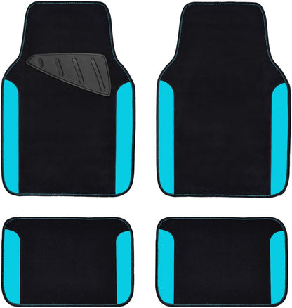 CAR PASS Rainbow Waterproof Universal Fit Faux Leather Car Carpet- Anti-Slip Nibbed Backing Floor Mats for SUV, Vans,Sedans,Trucks, Automotive Set of 4 for Women (Black with Red)