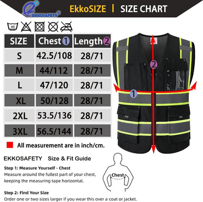 Reflective Mesh Safety Vest for Men Women with 5 Pockets and Zipper Front High Visibility Mesh Vest Hi Vis Construction Work Vest,Meets ANSI/ISEA Standards(EK175-Yellow-L)