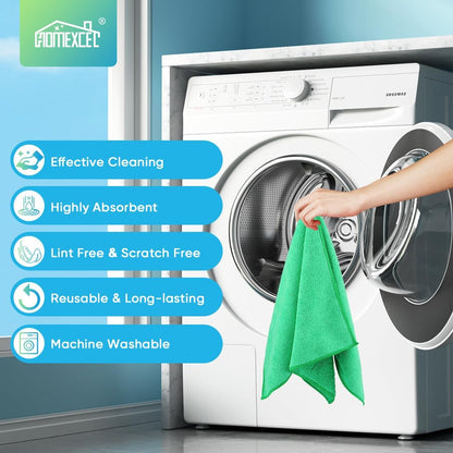 HOMEXCEL Grey Microfiber Cleaning Cloth, 12 Pack Premium Microfiber Towels for Cars, Lint Free, Scratch-Free, Highly Absorbent, Reusable Cleaning Rags for Car, Household, Kitchen, Window, 11.5"X11.5"