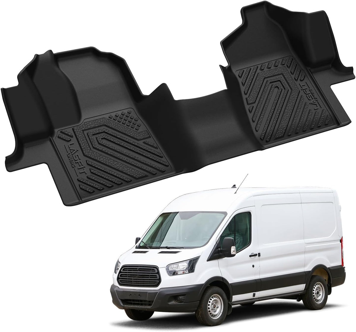 LASFIT Floor Mats for Ford F-150 2021-2026 | F150 Lightning 2022-2025 SuperCrew (Rear w/Fold Flat Storage) Carpet Floor All Weather Car Liners TPE Truck Mats - 1st and 2nd Row, 3pcs Black