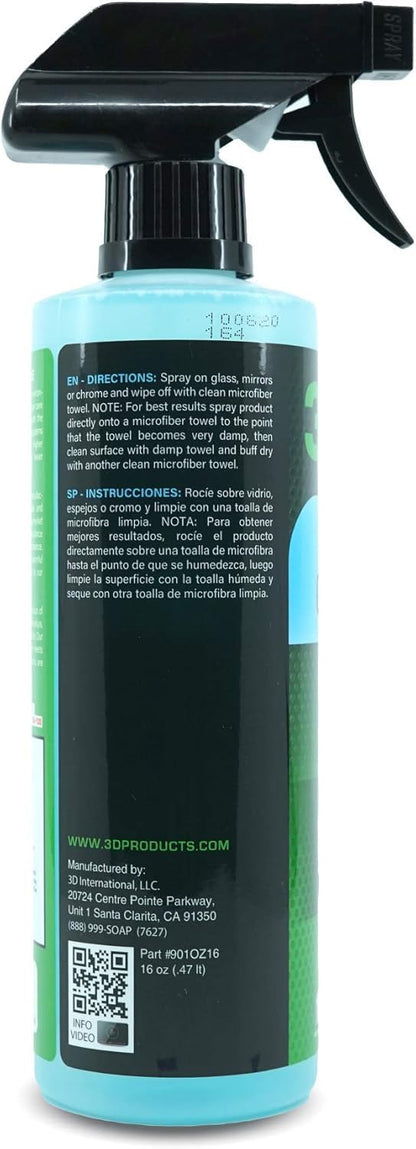 3D Glass Cleaner - Ready to Use, Tint Safe, Streak Free Glass Cleaner - Gallon