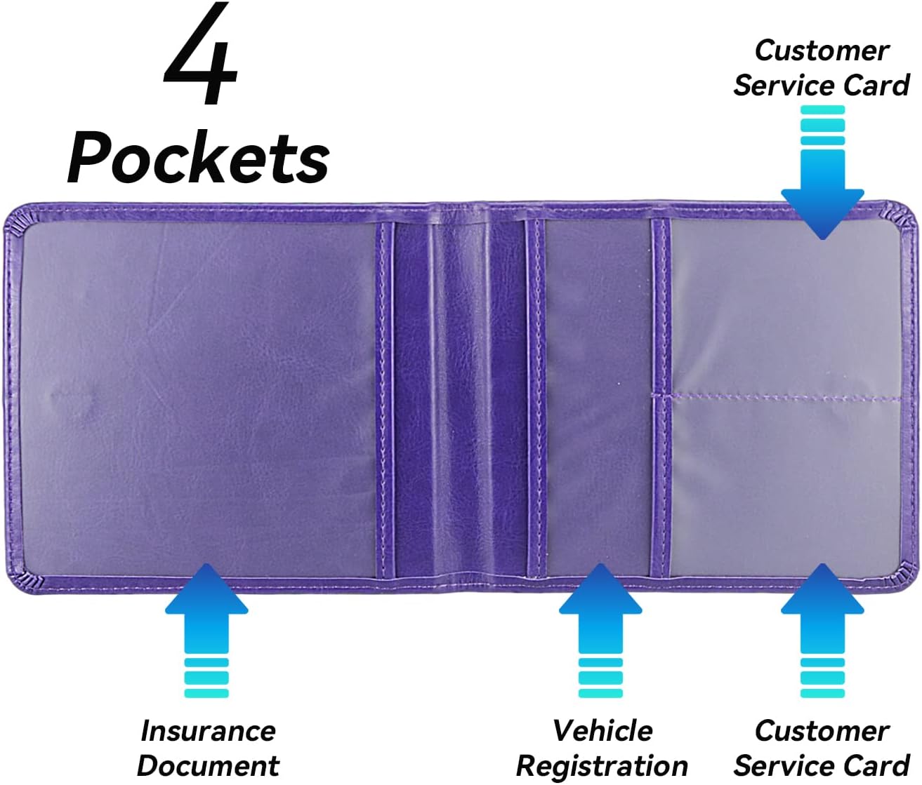 Car Registration and Insurance Holder, Premium Pu Leather Vehicle Glove Box Organizer - for Driver License, Cards & Essential Documents (L-Orange)