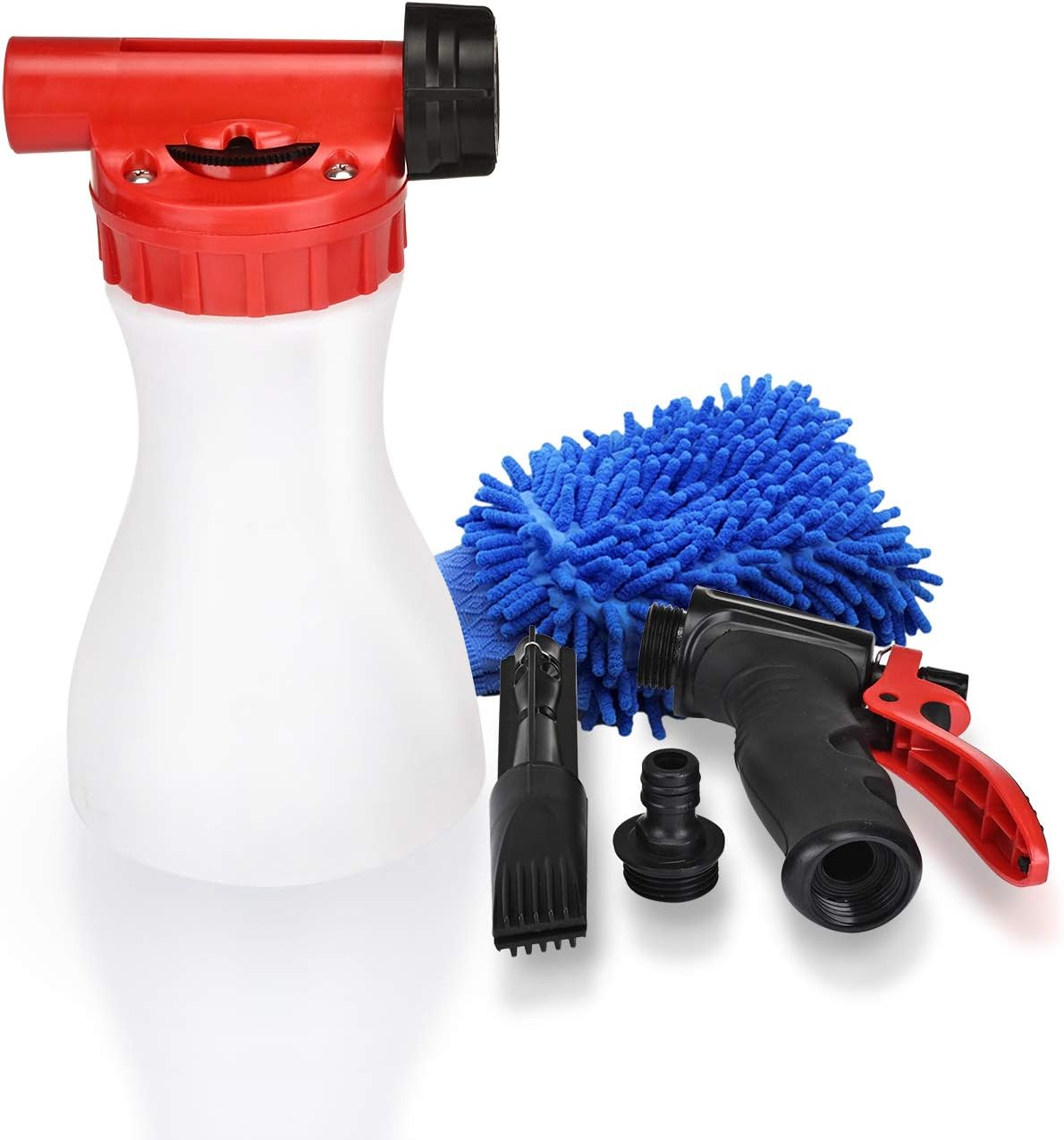 Car Foam Gun, Juqiboom - Adjustable Ratio Dial Car Snow Soap Gun Fit Low Water Pressure Universal Standard Garden Hose, Blaster Car Washer Sprayer for Home Garden Use