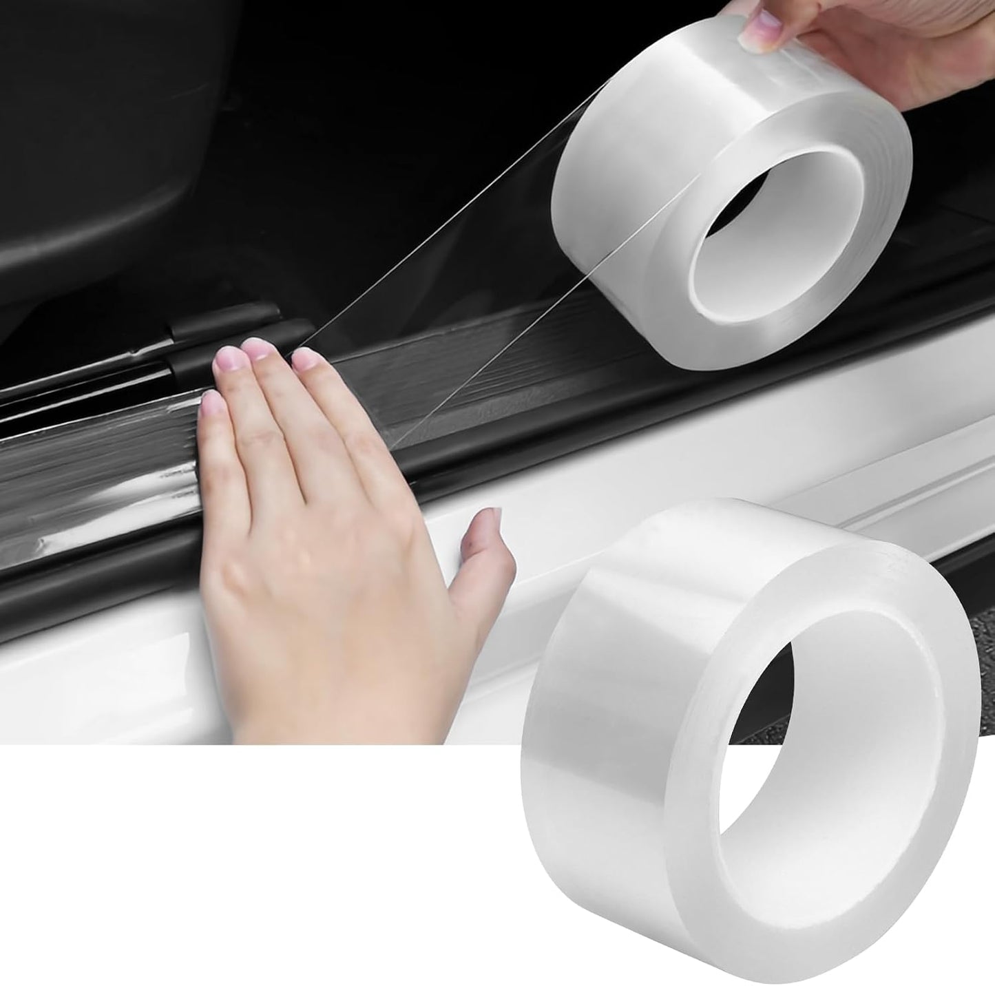 DGSL Car Door Edge Guards Door Sill Protector, 2.7In x 33Ft 5D Carbon Fiber Car Wrap Film, Vinyl Automotive Wrap Film Anti-Collision Fits for Most Vehicles (Black)