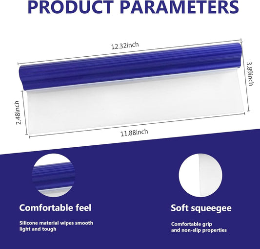 Professional Automotive Wiper Blade Squeegee, 12 inch 3-Layer Silicone Water Blade, Super Flexible T-Bar Squeegee Wiper, Car Handheld Quick Drying Squeegee for Glass or Home Windows
