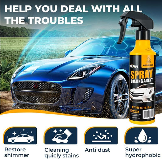 NUAN 2-Pack Nano Hydrophobic Ceramic Coating, 300ml Car Coating Spray Kit, Easy-to-Spray Auto Paint Protection, Includes Microfiber Cloth for Vehicle Shine & Protection