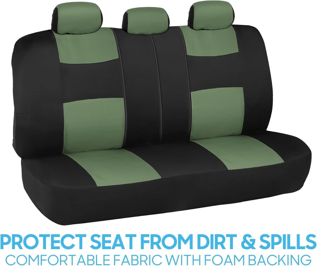BDK PolyPro Car Seat Covers Full Set in Charcoal on Black – Front and Rear Split Bench for Cars, Easy to Install Cover Set, Accessories Auto Trucks Van SUV