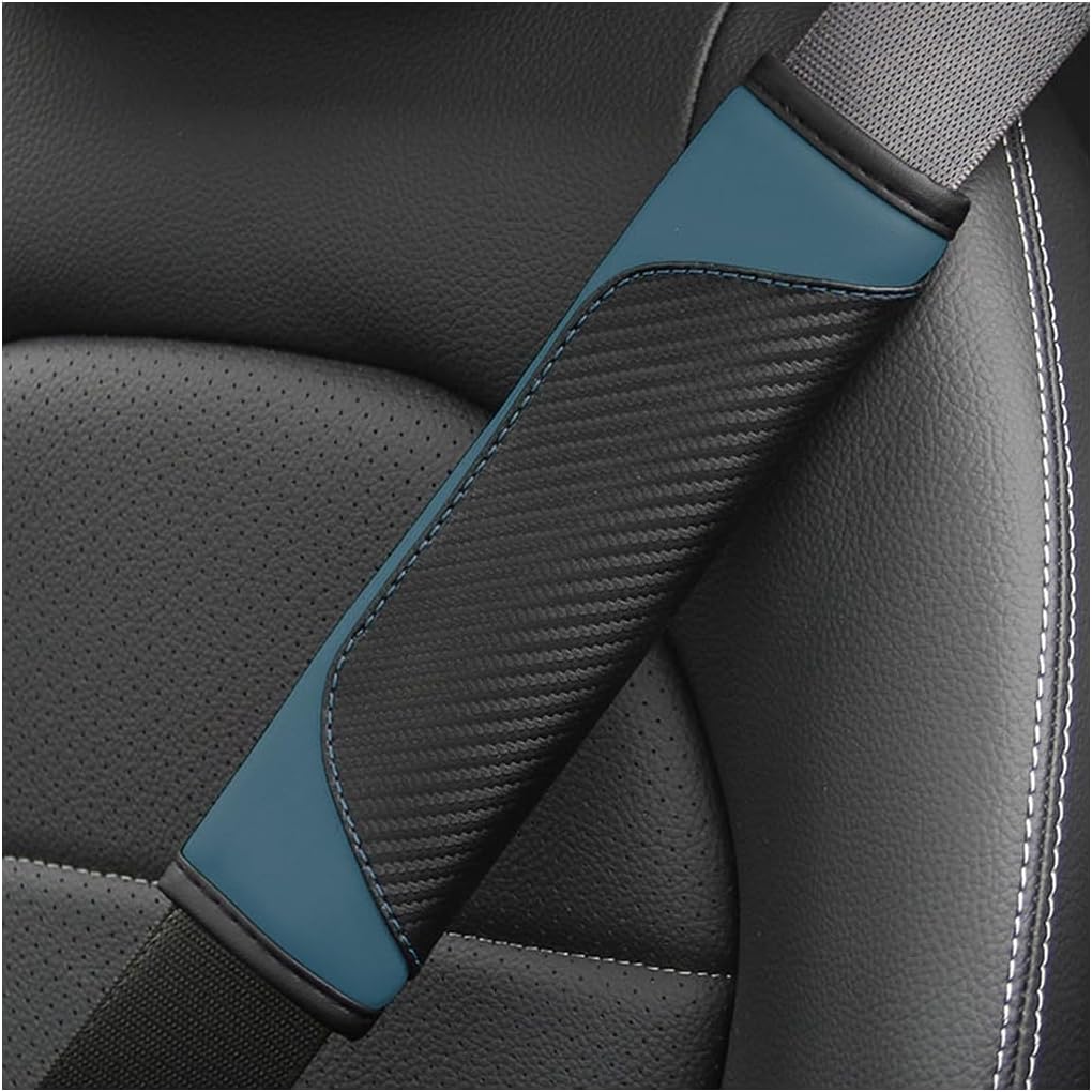 AUCELI 2PCS Car Seat Belt Cover, Carbon Fiber Seatbelt Shoulder Strap Covers, Breathable Leather Soft Harness Pad Protect Your Neck and Shoulder Compatible with Cars