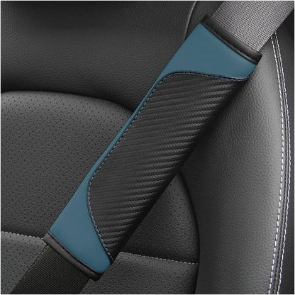 AUCELI 2PCS Car Seat Belt Cover, Carbon Fiber Seatbelt Shoulder Strap Covers, Breathable Leather Soft Harness Pad Protect Your Neck and Shoulder Compatible with Cars