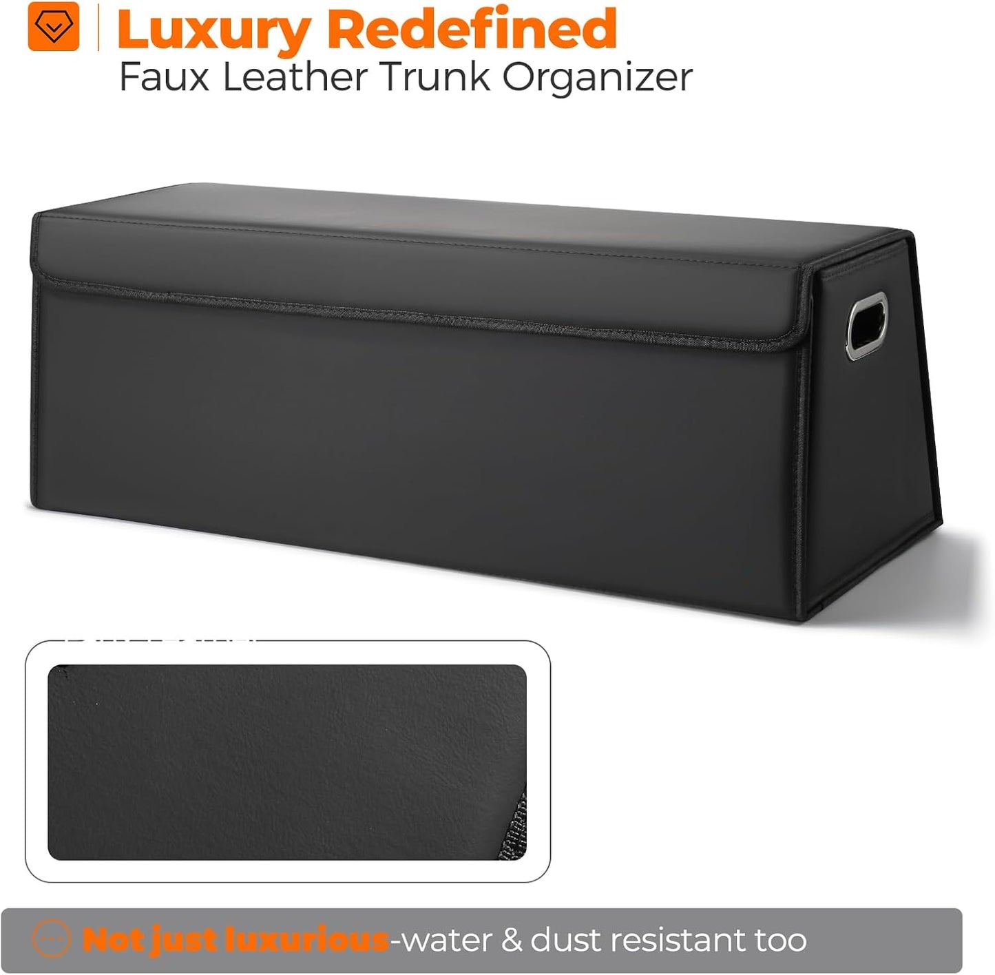 Fyzeoty Car Organizers for Trunk for Suv Sedan, Leather Storage Box,Magnetic Lid,Collapsible and Adjustable,16.5 inches