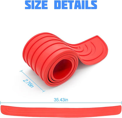 Car Rear Bumper Protector Guard, Anti-Scratch Abrasion Rubber Trunk Door Entry Sill Guard, Non-Slip Vehicle Trim Cover Protection Strip, Car Accessories for Most Cars and SUV (Black/Red/35.4" x2.7)