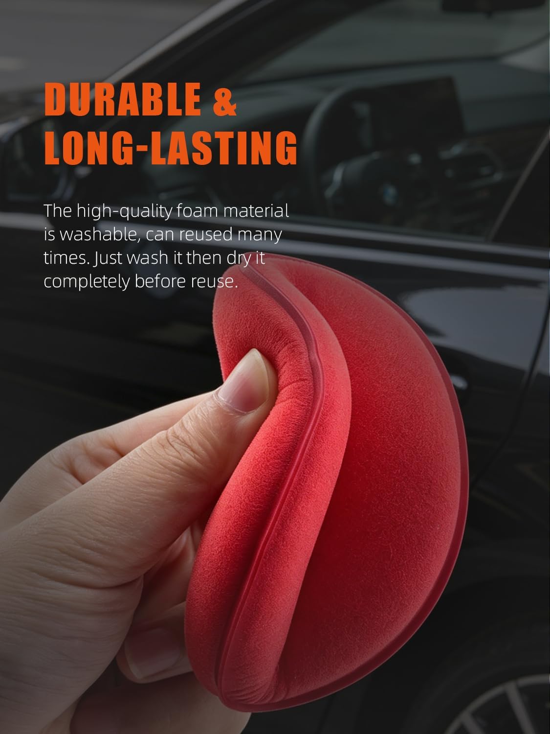 SPTA Tire Shine Applicator, 6Pcs Foam Applicator Pads, Round Shape Side Pressing Hand Polishing Sponge Pads Kit Tire Shine Applicator Pad Tire Dressing Applicator Pad for Applying Tire Shine