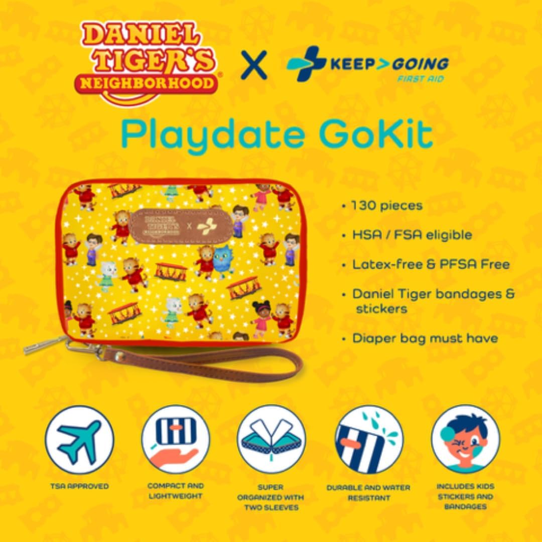 KeepGoing Travel First Aid Kit for Kids – 130 Pc. for Car, Home, Purse, Diaper Bag & Backpack with Latex-Free Bandages - Mini First Aid Kit Travel Size TSA-Approved