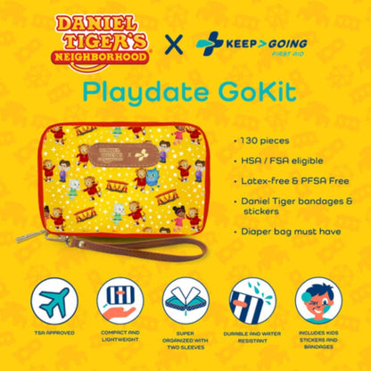 KeepGoing Travel First Aid Kit for Kids – 130 Pc. for Car, Home, Purse, Diaper Bag & Backpack with Latex-Free Bandages - Mini First Aid Kit Travel Size TSA-Approved