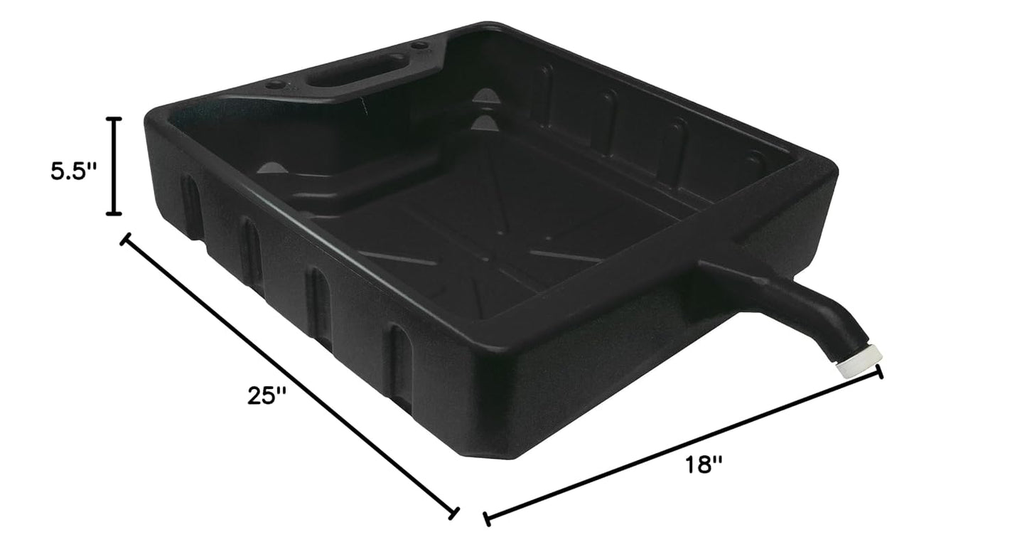 WirthCo Funnel King 20 Quart Open Drain Pan, Heavy-Duty Polyethylene Oil Change Catch Pan, 25 x 18 x 5.5 Inches (32972)
