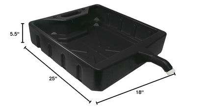 WirthCo Funnel King 20 Quart Open Drain Pan, Heavy-Duty Polyethylene Oil Change Catch Pan, 25 x 18 x 5.5 Inches (32972)